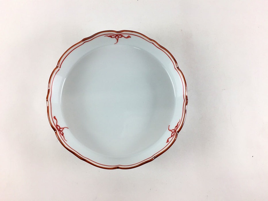 渕瓔珞　桔梗渕渕立平皿　(青/赤)　12cm　波佐見焼(j.R)