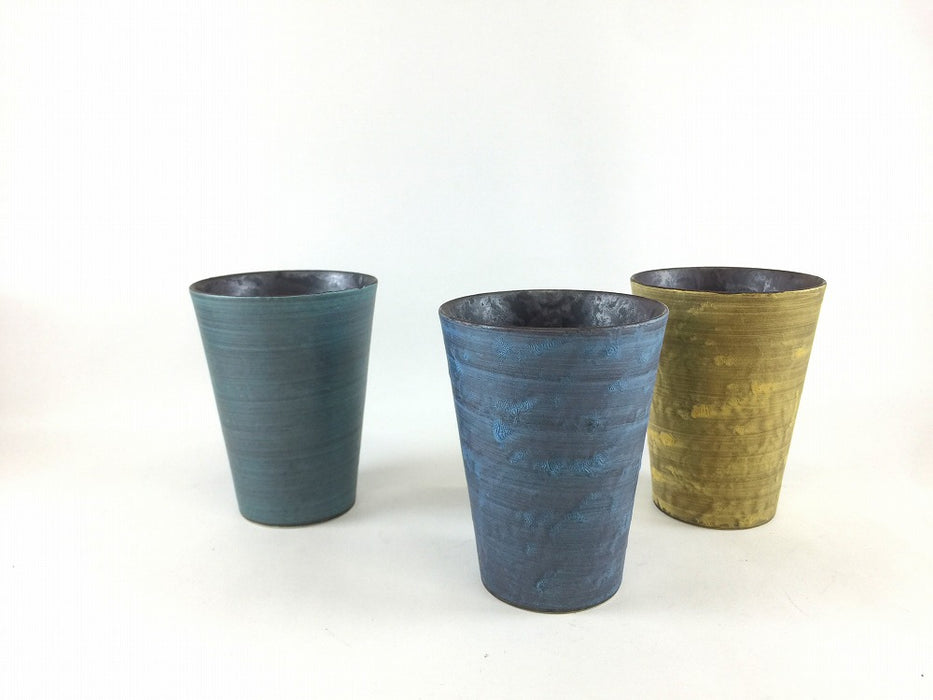 【SALE】210ccグラス　(黒緑/黒青/黒金)　7cm　有田焼【訳あり】