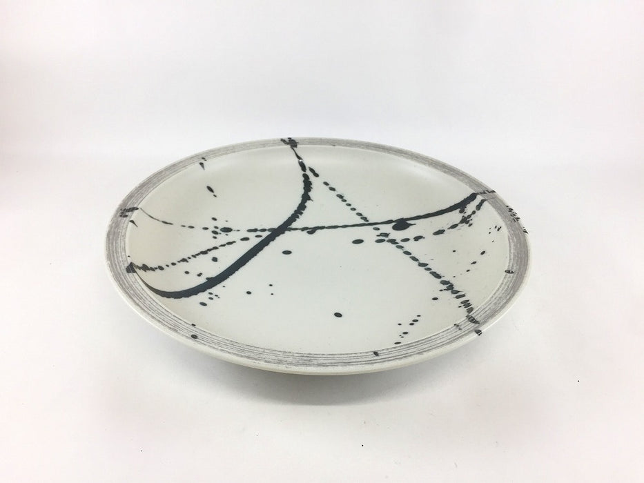 【SALE】230リムプレート　墨トバシ銀ハケ　23cm　有田焼【訳あり】