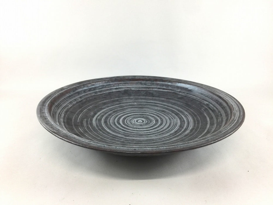 【SALE】230リムプレート　黒変銀ハケ　23cm　有田焼【訳あり】
