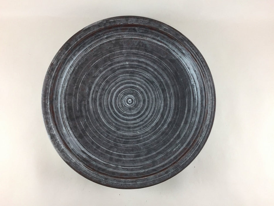 【SALE】230リムプレート　黒変銀ハケ　23cm　有田焼【訳あり】