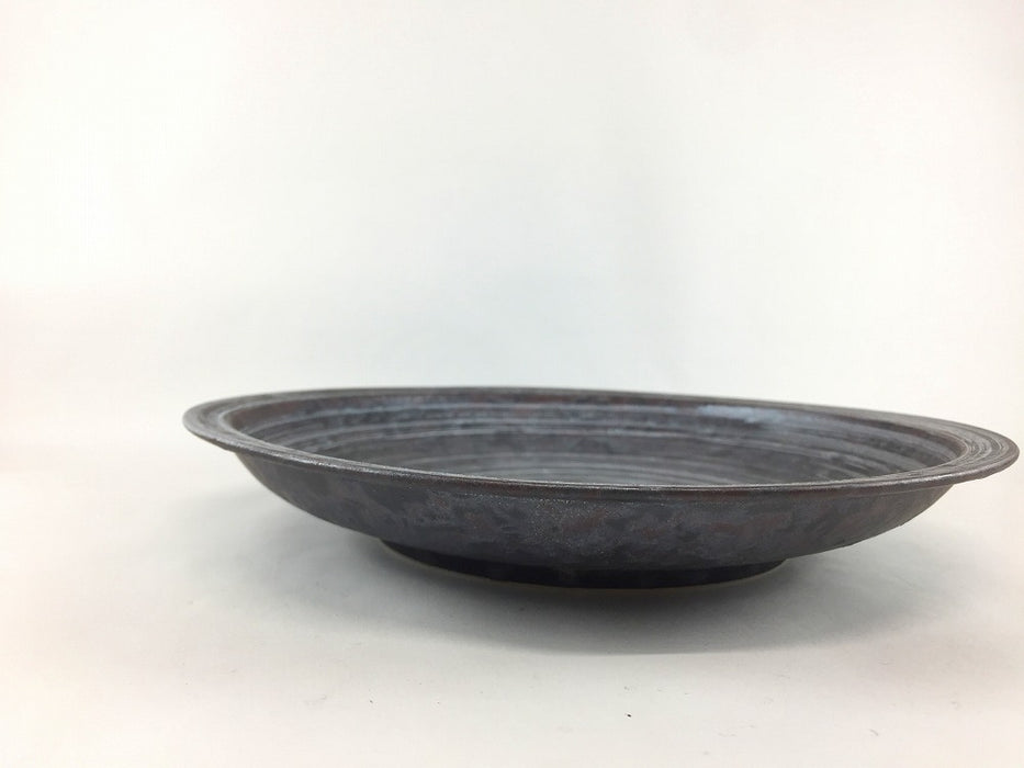 【SALE】230リムプレート　黒変銀ハケ　23cm　有田焼【訳あり】