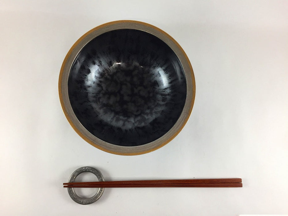 【SALE】160リムボウル　黒結晶金銀スジ　16cm　有田焼【訳あり】