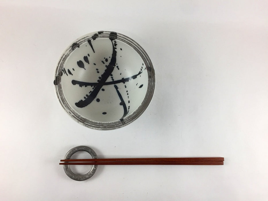 【SALE】130リムボウル　墨トバシ銀ハケ　13cm　有田焼【訳あり】