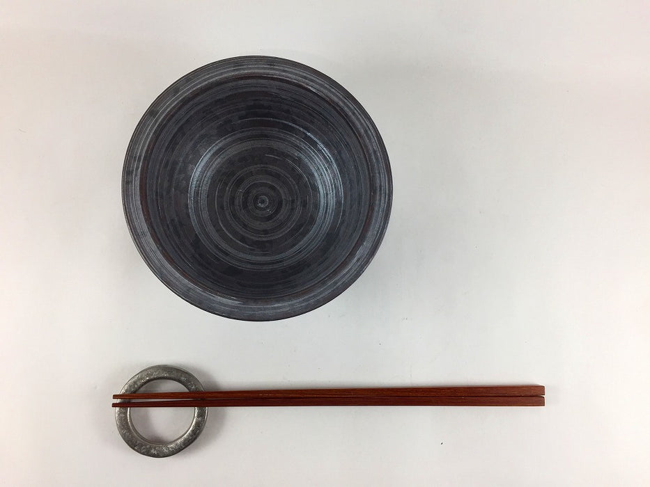 【SALE】130リムボウル　黒サビ銀ハケ　13cm　有田焼【訳あり】