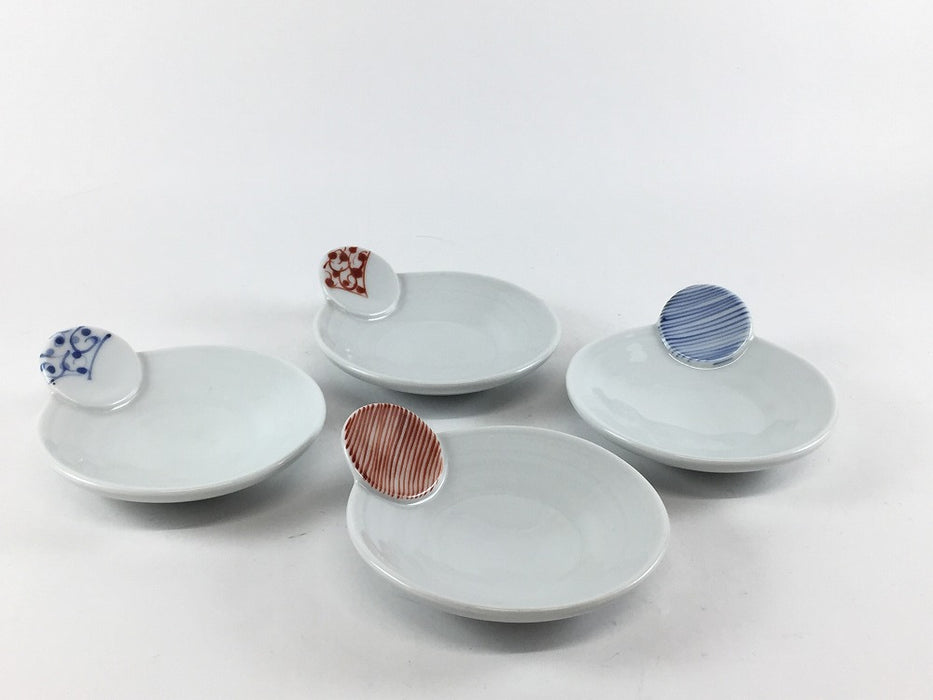 【SALE】手付小皿　(唐草(青)/唐草(赤)/十草(青)/十草(赤))　8.5cm　有田焼【訳あり】(j.R)