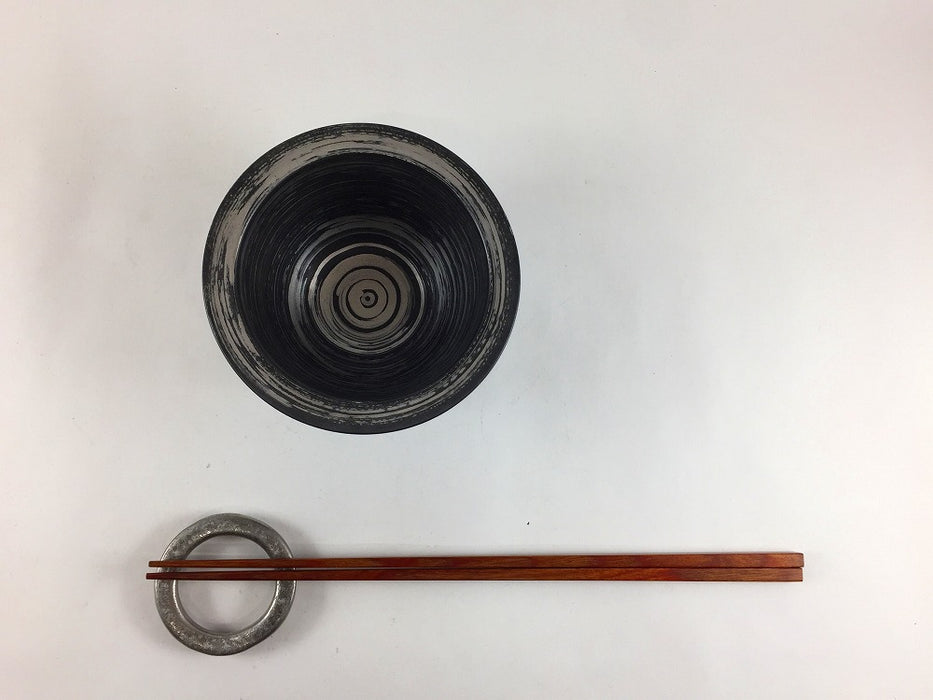 【SALE】100リムボウル　黒銀ハケ　10cm　有田焼【訳あり】