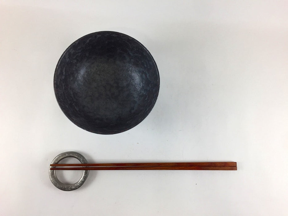 【SALE】11.5cm飯碗　黒サビ銀巻　10cm　有田焼【訳あり】