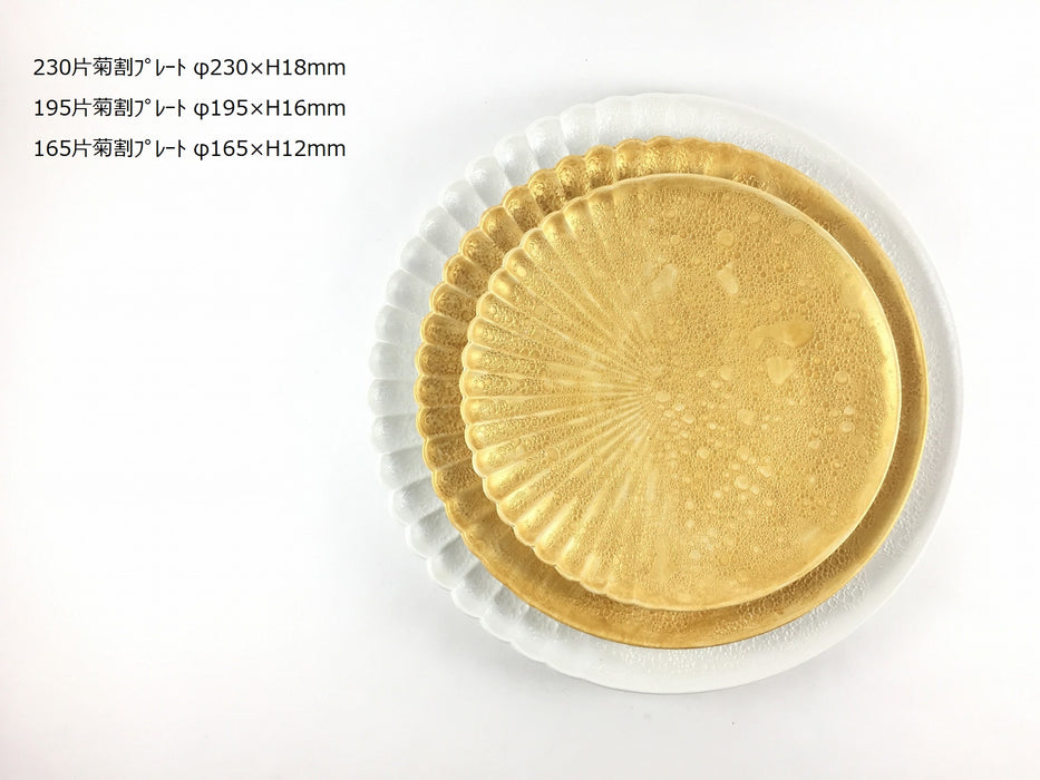 230片菊割プレート　金泡　23cm　有田焼　(j.R)