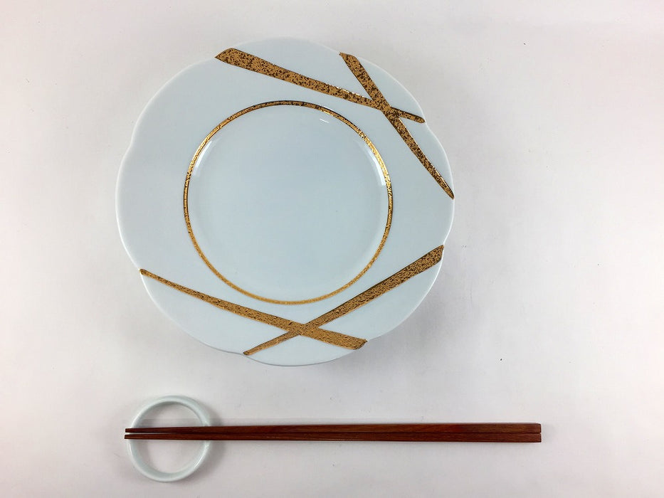 【SALE】金交差19cm皿　有田焼【訳あり】