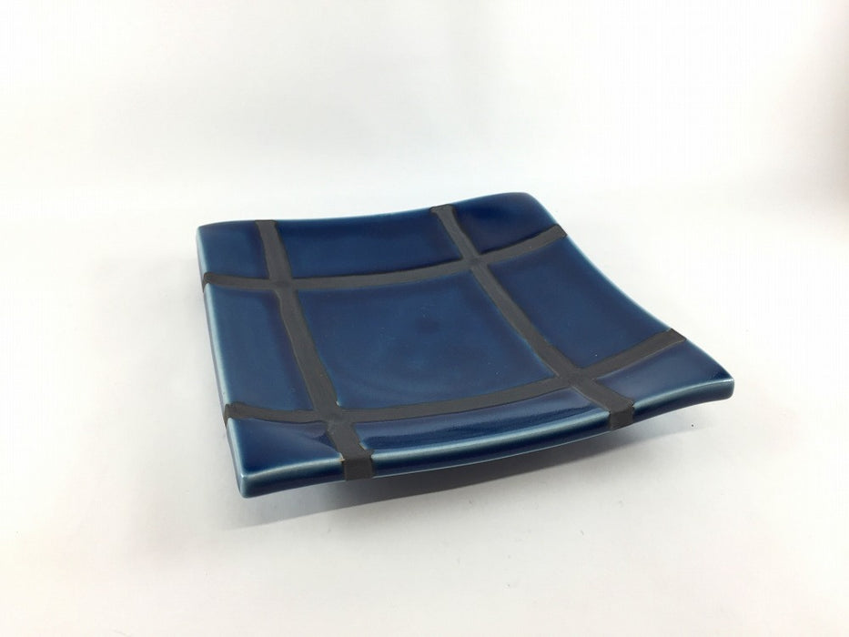 【SALE】紺釉格子6寸正角皿　19cm　有田焼【訳あり】