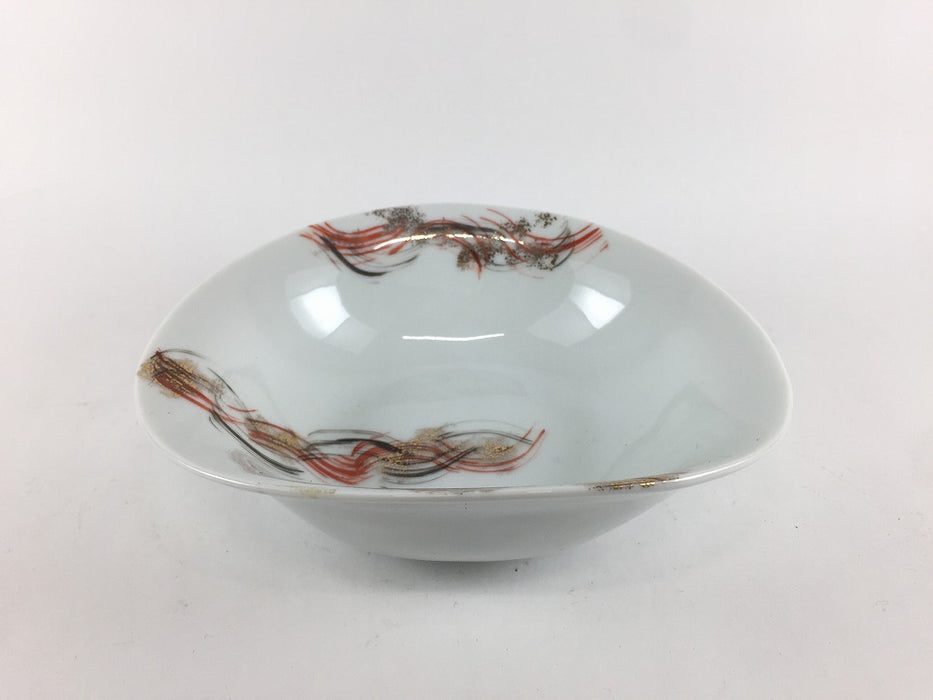 【SALE】155変形三足向　(色絵乱刷毛/染花銀線)　16cm　有田焼【訳あり】