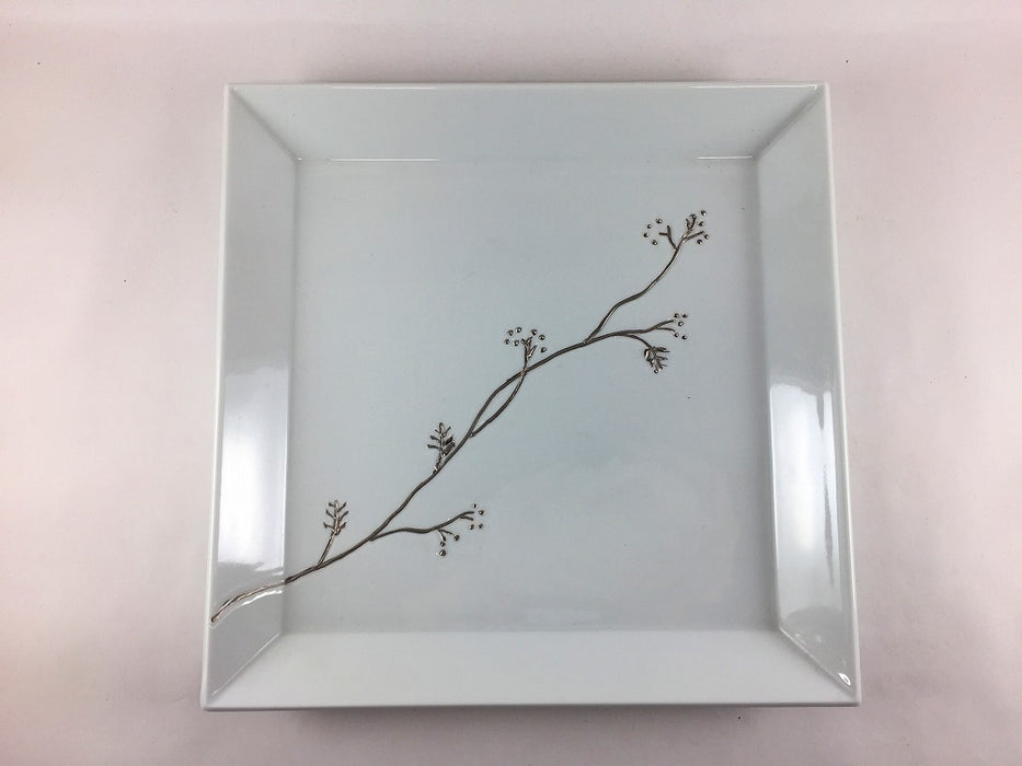 【SALE】プラチナ山帰来正角8寸皿　25.5cm　有田焼【訳あり】