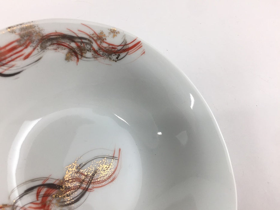 【SALE】155変形三足向　(色絵乱刷毛/染花銀線)　16cm　有田焼【訳あり】