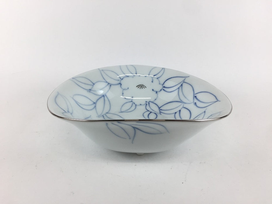 【SALE】155変形三足向　(色絵乱刷毛/染花銀線)　16cm　有田焼【訳あり】