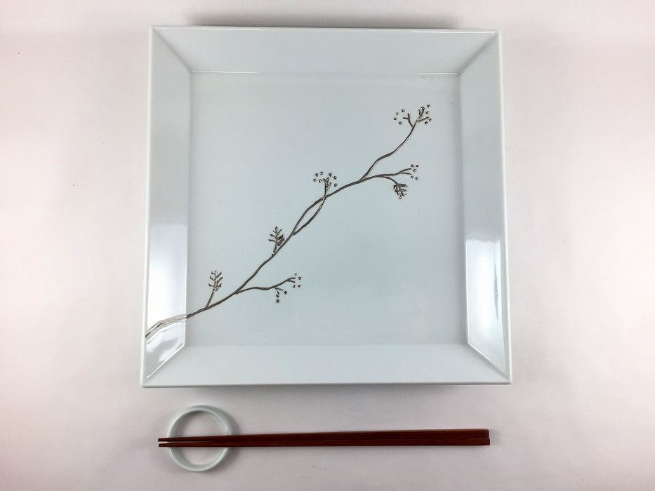 【SALE】プラチナ山帰来正角8寸皿　25.5cm　有田焼【訳あり】