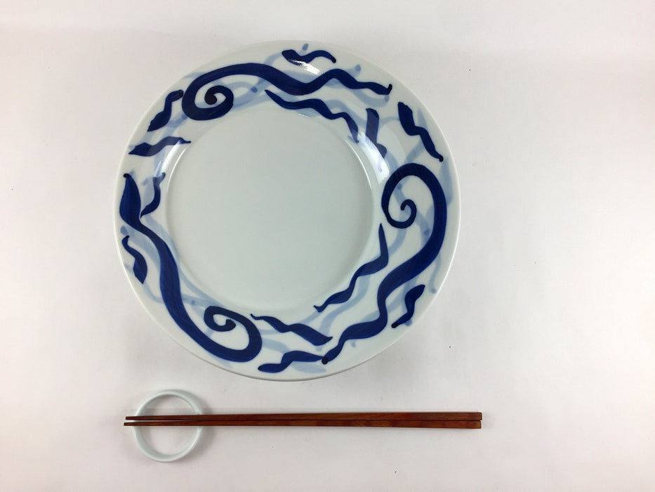 【SALE】片上り225皿(藍筆遊び)　22.5cm　有田焼【訳あり】