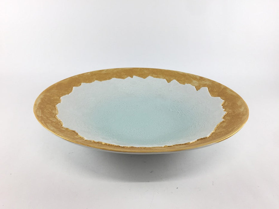 【SALE】稜線彫25cm平鉢　青磁金泡　25cm　有田焼【訳あり】