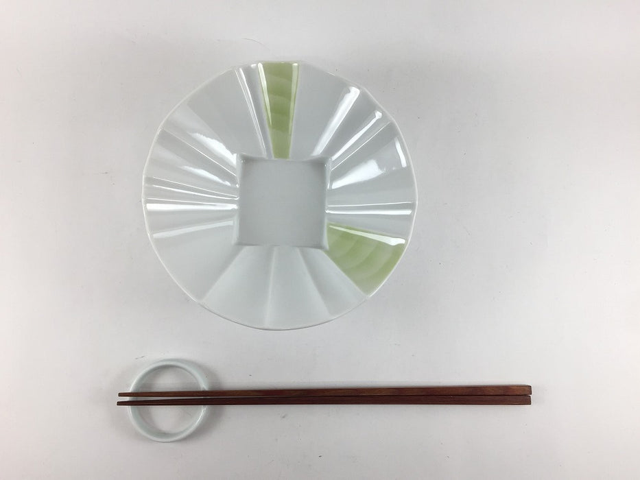 【SALE】14cm切子鉢　緑ウェーブ　14.5cm　有田焼【訳あり】