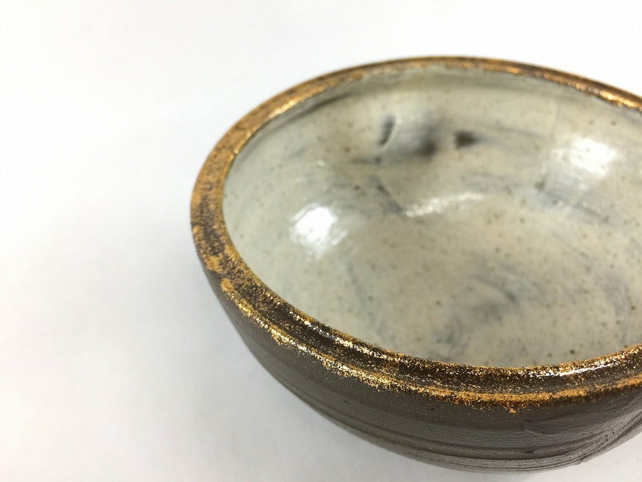 【SALE】(黒)錦内白化粧渕金タタキ小丼　13cm　有田焼【訳あり】