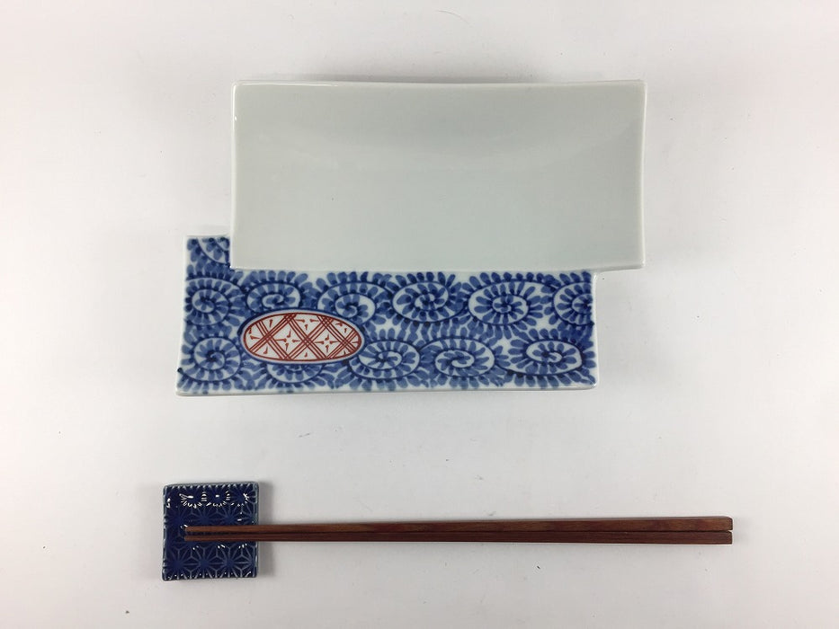 【SALE】タコ唐草地紋合せ皿　20cm　有田焼【訳あり】