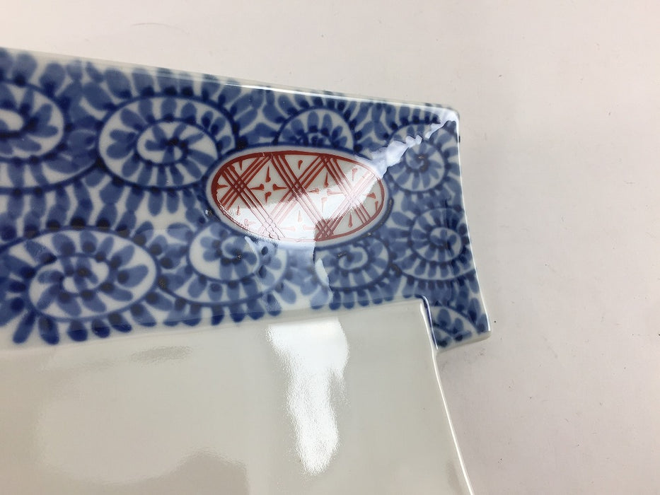 【SALE】タコ唐草地紋合せ皿　20cm　有田焼【訳あり】