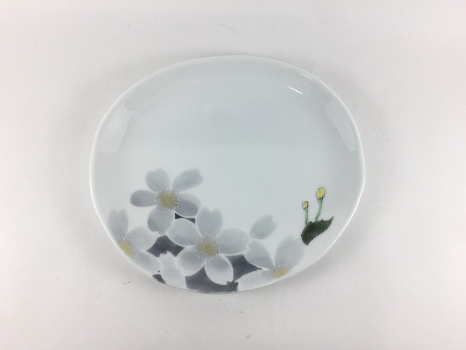 【SALE】19cm楕円皿　うすずみ桜　有田焼【訳あり】(j.R)