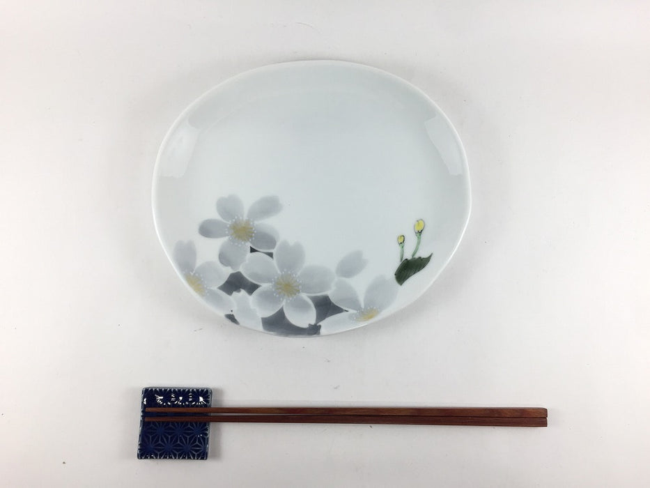 【SALE】19cm楕円皿　うすずみ桜　有田焼【訳あり】(j.R)