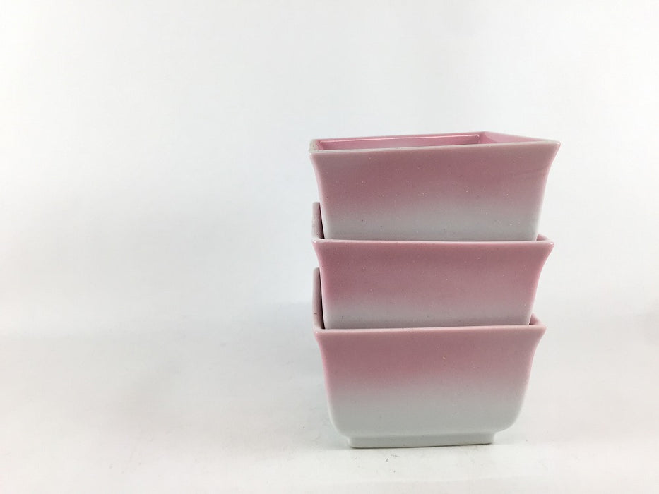 【SALE】角小鉢　7cm　ピンク吹　波佐見焼(j.R)【訳あり】