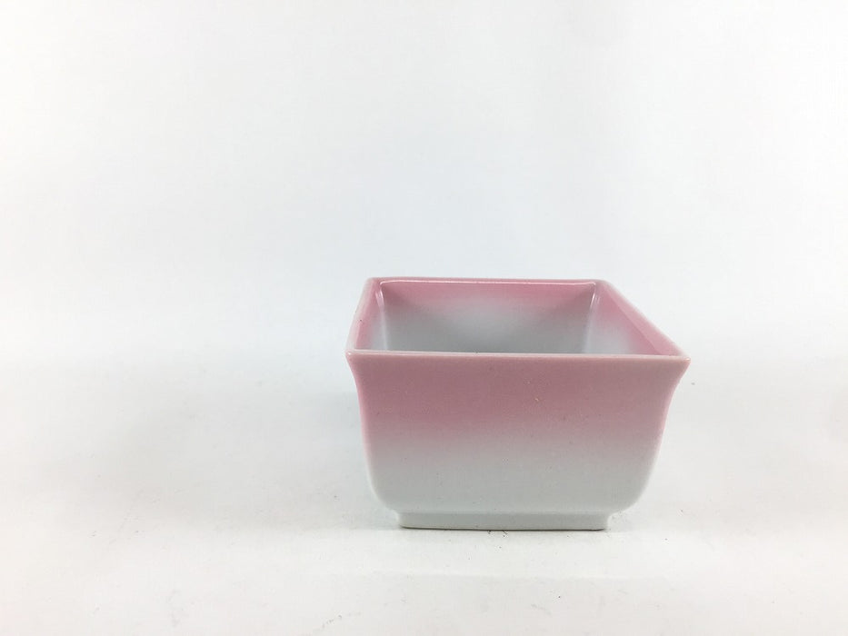 【SALE】角小鉢　7cm　ピンク吹　波佐見焼(j.R)【訳あり】