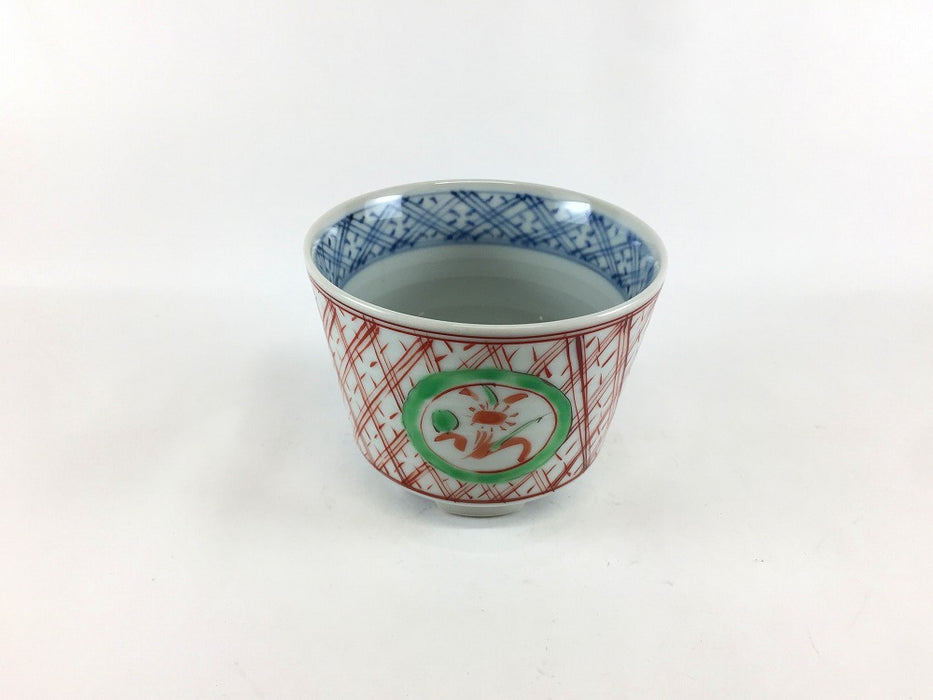 【SALE】赤絵地紋花丸紋四脚小鉢　10cm　有田焼【訳あり】