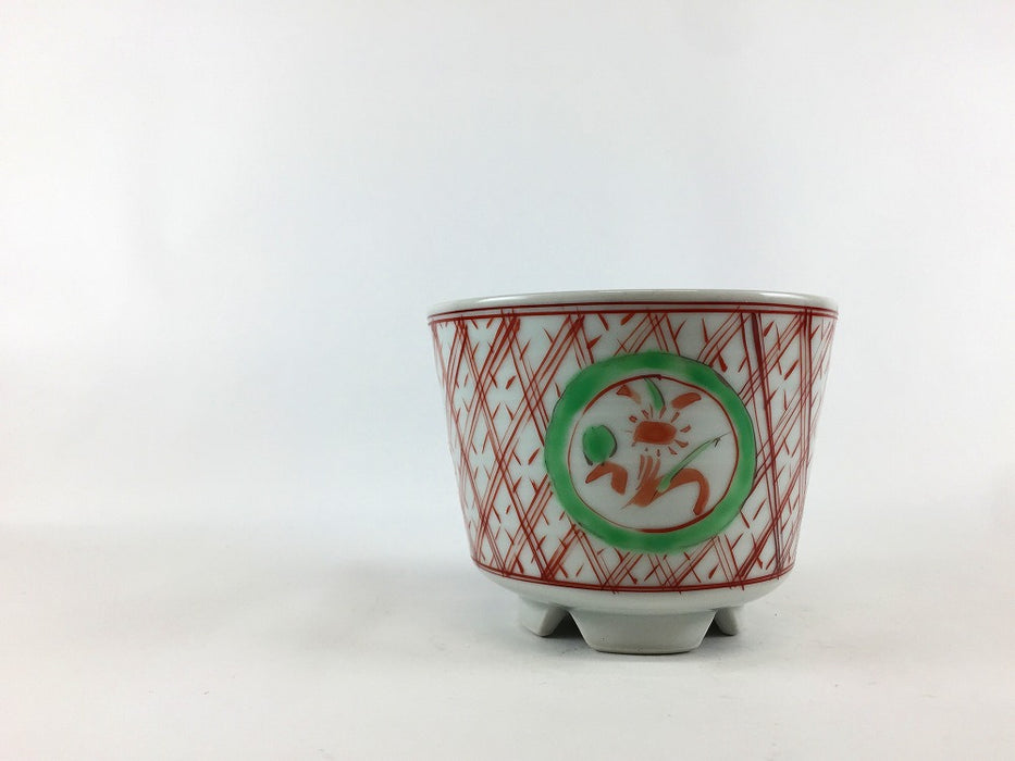 【SALE】赤絵地紋花丸紋四脚小鉢　10cm　有田焼【訳あり】