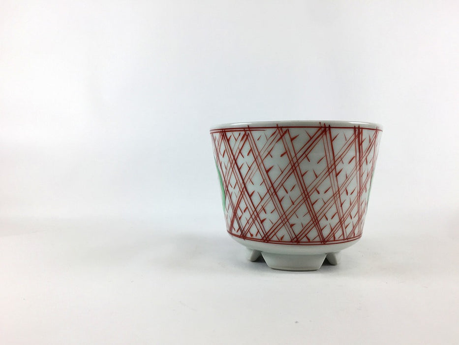 【SALE】赤絵地紋花丸紋四脚小鉢　10cm　有田焼【訳あり】