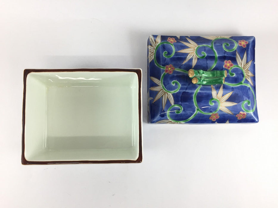 【SALE】染錦笹唐草　角蓋物　14cm　有田焼【訳あり】(j.R)