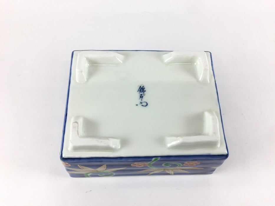 【SALE】染錦笹唐草　角蓋物　14cm　有田焼【訳あり】(j.R)