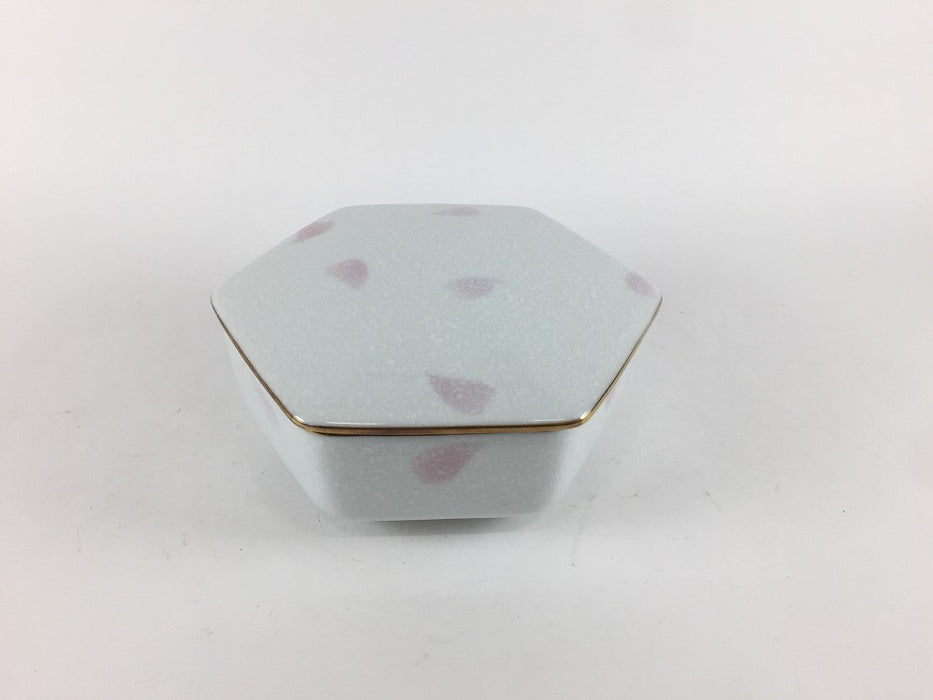 【SALE】ピンクフラワー　六角小箱　11cm　有田焼【訳あり】