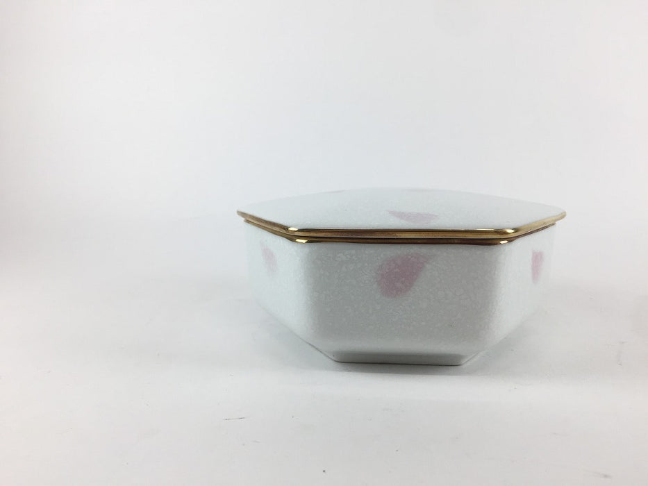 【SALE】ピンクフラワー　六角小箱　11cm　有田焼【訳あり】