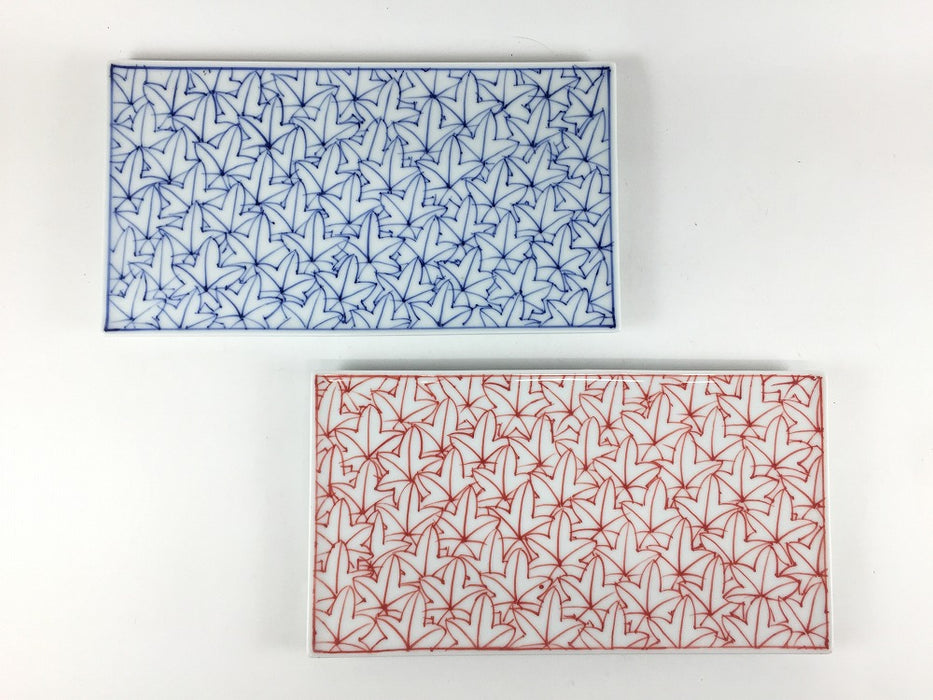 185短冊皿　紅葉詰　(青/赤)　19cm　波佐見焼