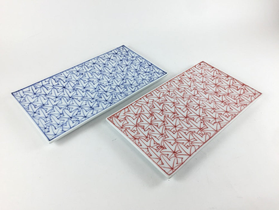 185短冊皿　紅葉詰　(青/赤)　19cm　波佐見焼
