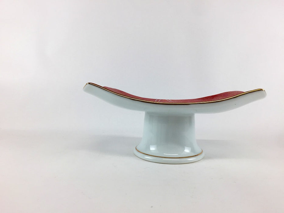 【SALE】赤P花文高長皿　18cm　有田焼【訳あり】