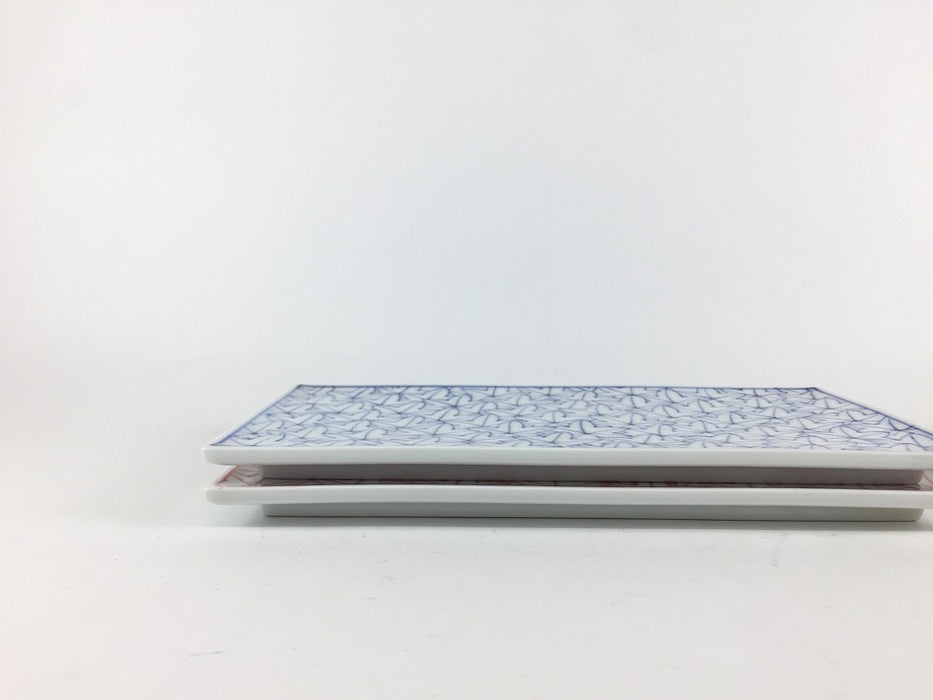 185短冊皿　紅葉詰　(青/赤)　19cm　波佐見焼