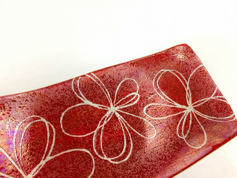 【SALE】赤P花文高長皿　18cm　有田焼【訳あり】