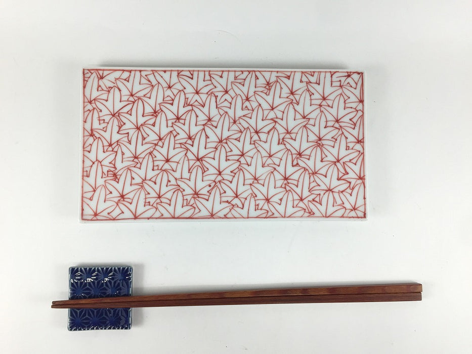 185短冊皿　紅葉詰　(青/赤)　19cm　波佐見焼