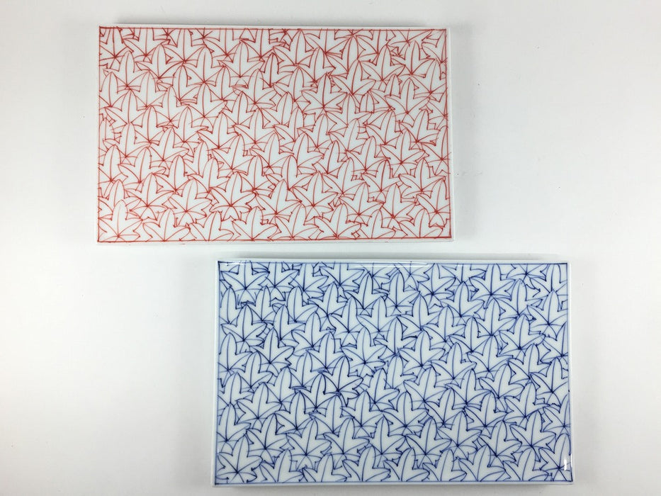 215短冊皿　紅葉詰　(青/赤)　22cm　波佐見焼