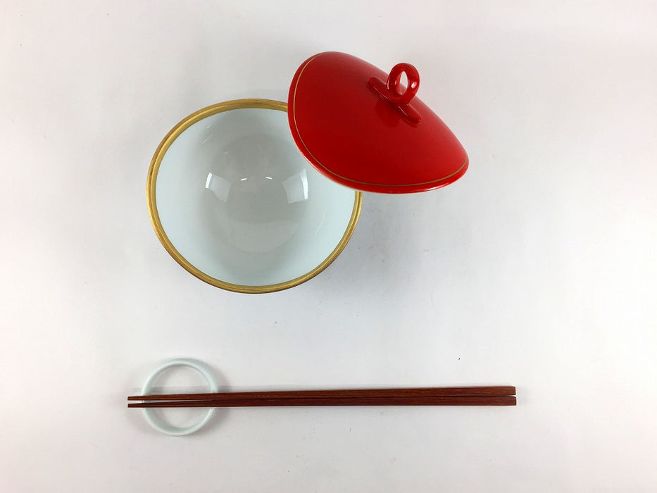 【SALE】変形蓋物(赤黒)　11cm　有田焼【訳あり】