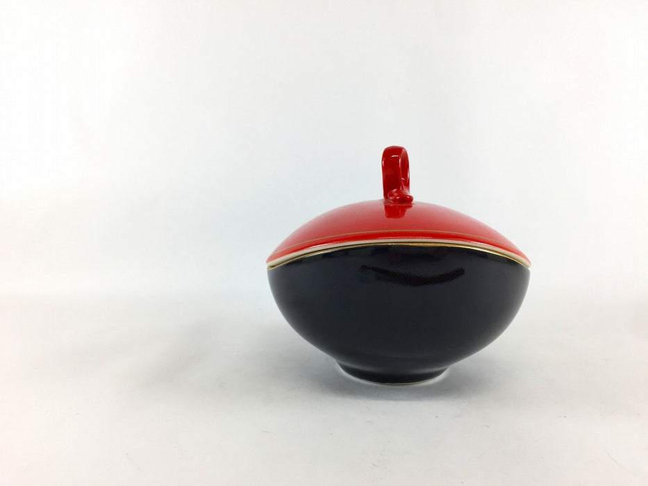 【SALE】変形蓋物(赤黒)　11cm　有田焼【訳あり】