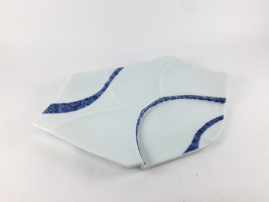【SALE】水面皿　染渦花リボン　26cm　有田焼【訳あり】