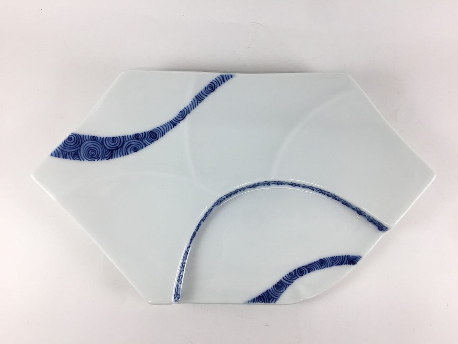 【SALE】水面皿　染渦花リボン　26cm　有田焼【訳あり】