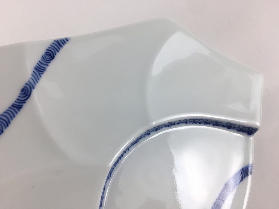 【SALE】水面皿　染渦花リボン　26cm　有田焼【訳あり】