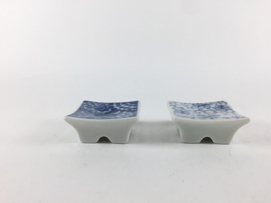【SALE】角手塩皿　(藍蛸唐草/染花唐草)　4.5cm　有田焼【訳あり】